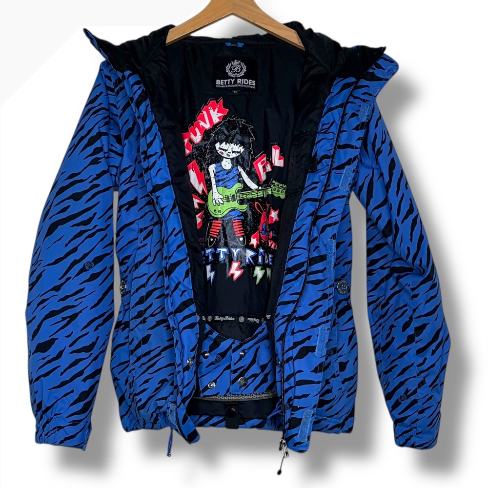 Betty Rides Blue Tiger-Stripe Ski Jacket
